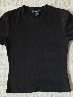 Streetwear Society Black Ribbed Slim Short Sleeve Tee